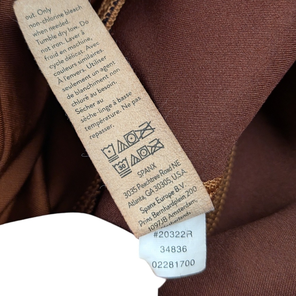 Spanx Leggings Rich Caramel Faux Suede Pull On Elastic Waistband Stretch Size M - Picture 6 of 11